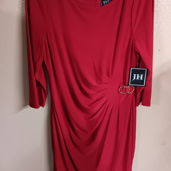 JH Knee-Length 3/4 Sleeve Red  Dress Size16 Retail $79 - Picture 8 of 11
